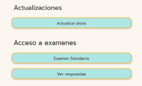 Botones para usar el examen simulacro de guiaslosefectivos